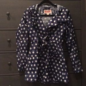 Navy/white dot rain coat with hood